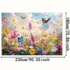 2D Dreamy Flower Meadow Backdrop, Wildflower & Butterfly Party Photography Background