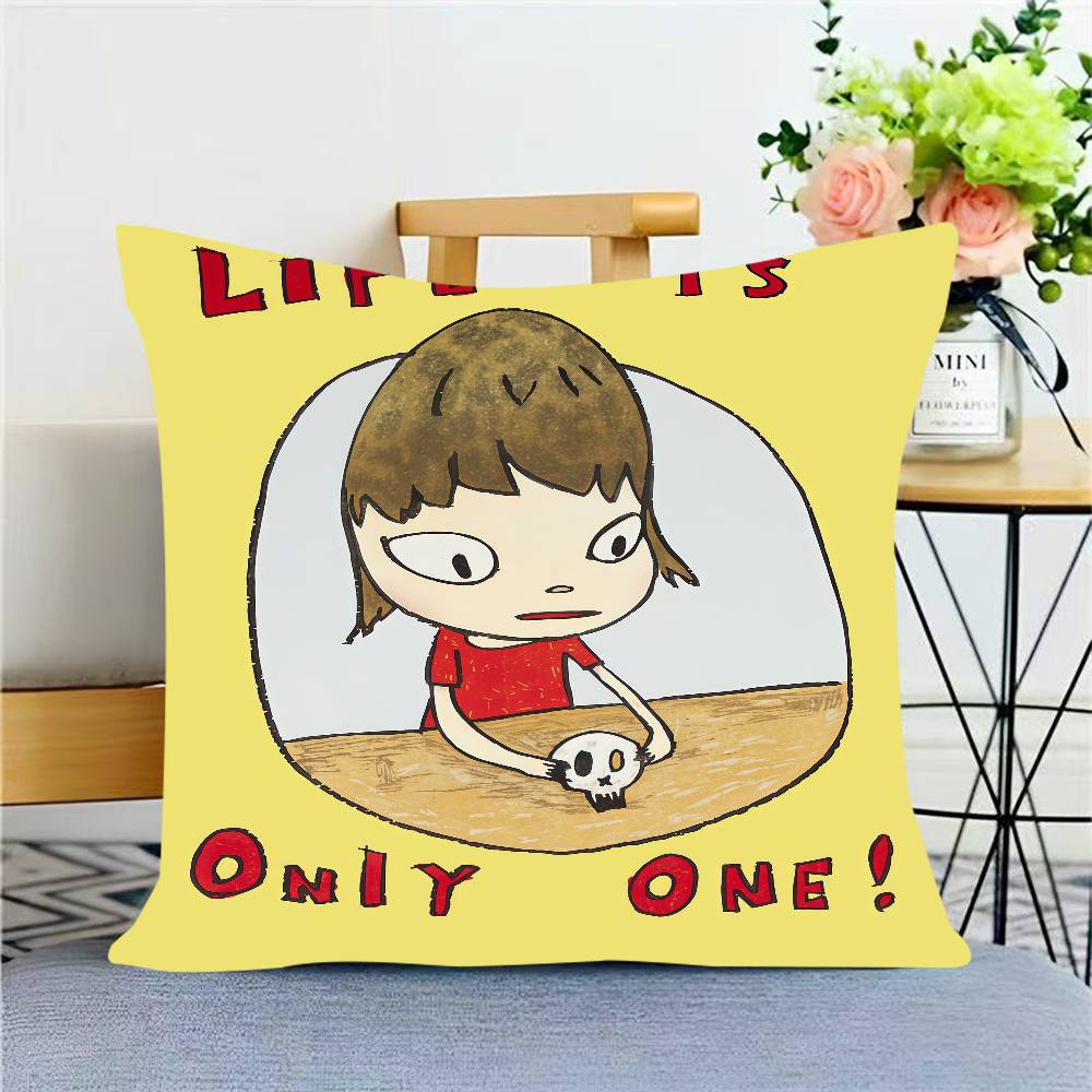 Japanese Yoshitomo Nara Doll Cartoon Pillow Cover Sofa Cushion Cover Home Room Decoration Children Gift