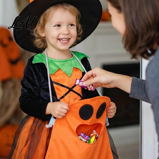 Trick Or Treat Candy Holder Halloween or Bag for Kids Cute Ghost Design with Handle Oxford Cloth Snack Party Favors School Bags