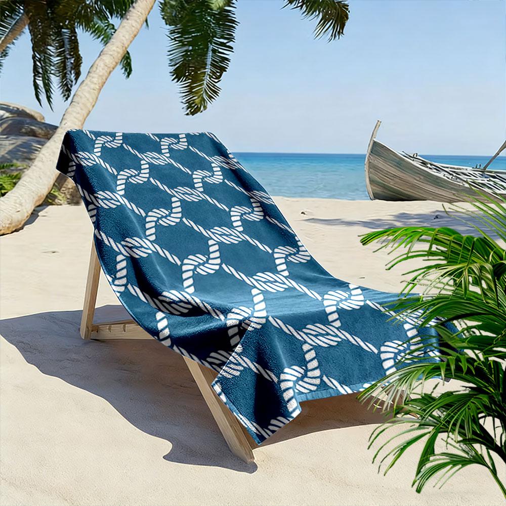 Interwoven nautical elegance Print beach towel, quick drying, suitable for travel, outdoor sports, jogging, the beach and swimming, gift