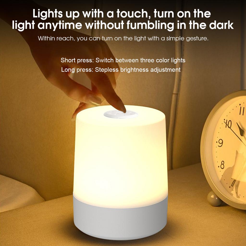 Touch Night Lamp 3 Modes Dimming Bedroom Bedside Lamp USB Charging Night Light Ambient Light Soft Light Table Lamp For Kids Gift