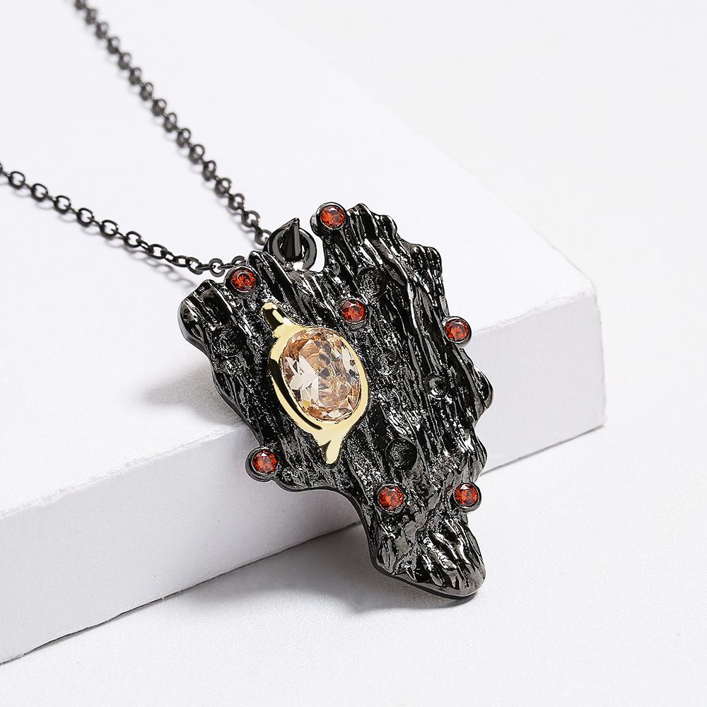 Style Women'S Geometric Inlaid Pendant Bohemian Red Creative Irregular Zircon Women'S Necklace Silver Skirt