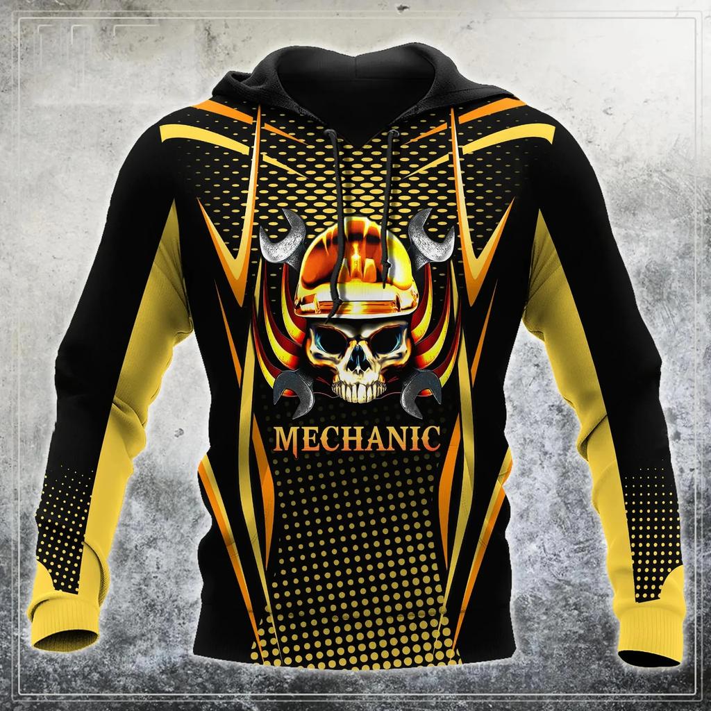 3D-печатный механический узор, мужская толстовка с капюшоном, ужасный череп, модный повседневный пуловер, повседневная мода, свободная мужская одежда