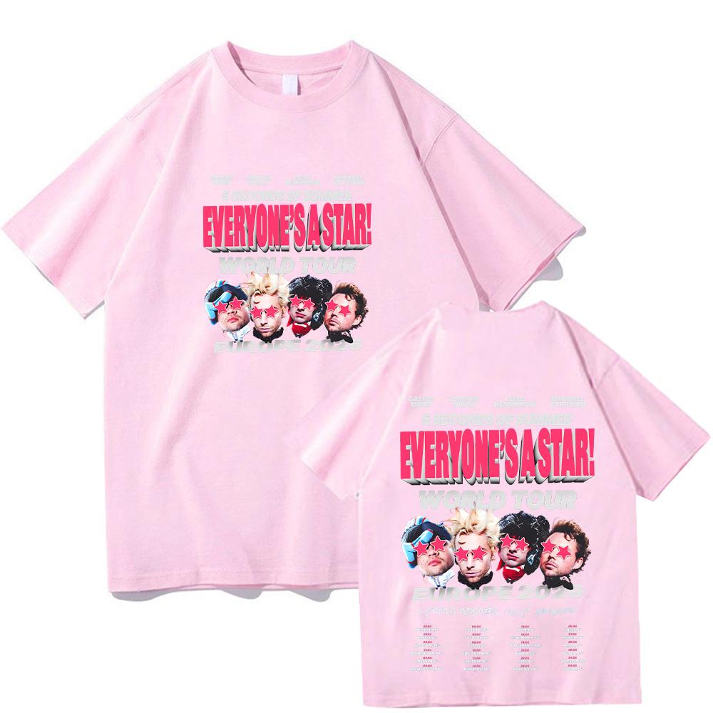 5 Seconds of Summer Европа 2026 Everyones A Star Мировой Тур Футболки с коротким рукавом с круглым вырезом 100% Хлопок Мужские Футболки Y2K Унисекс
