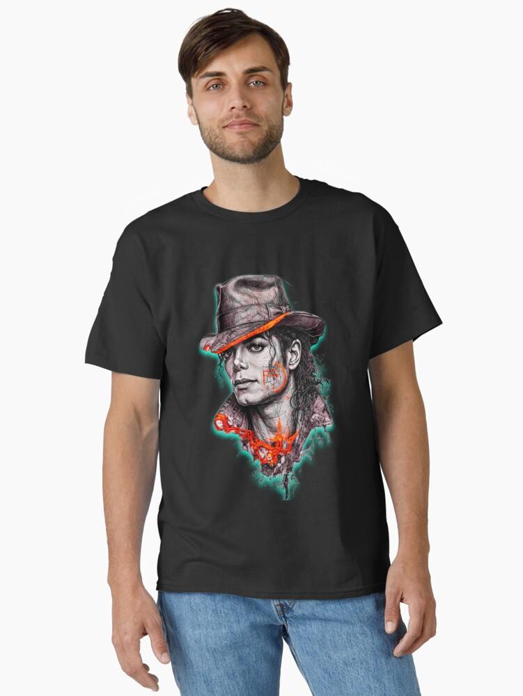 Michael Jackson Cyberpunk Michael Jackson Fedora Neon Portrait Classic T-Shirt