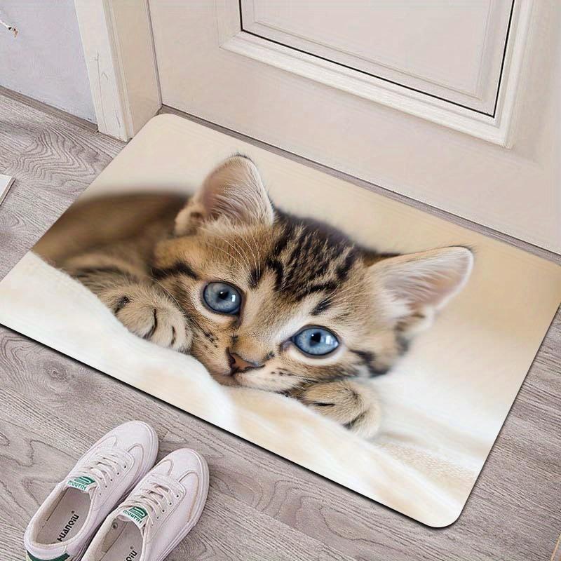 1Pcs Anti Fatigue Kitchen Rugs, Cat Print Waterproof Non-Slip Thick Cushioned Kitchen Mat Heavy Duty Comfort Standing Mat for Kitchen