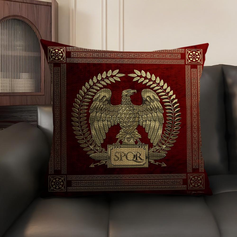 Золотой Императорский Орел Рим Spqr Наволочка Натуральный Лен Органическая Ткань Двусторонняя Печать Диван Домашний Декор Подарок Наволочка