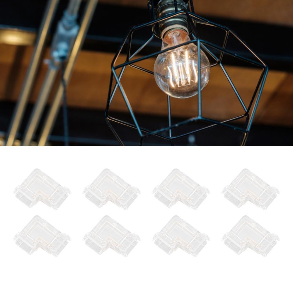 8pcs Solderless COB Connector Transparent L Shaped Connector For Double Color LED Strips