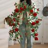 Artificial Rose Flower Vine Wall Decor for Air Conditioning Pipe and Storefronts