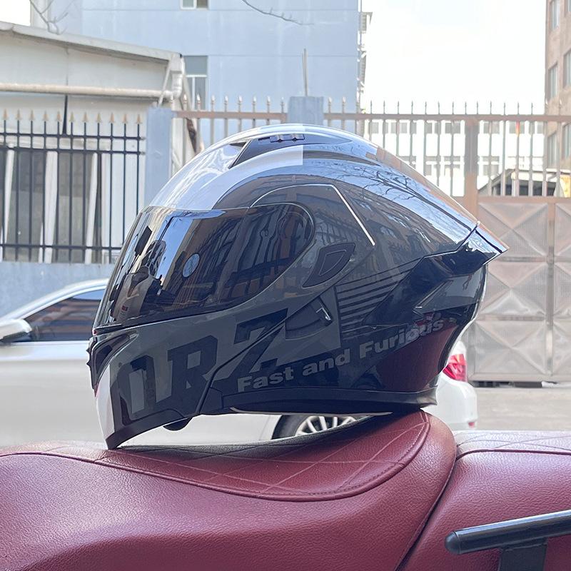 Motorcycle Helmets Men's and Women's Unveiling Helmets Full Helmets Tail Rider Bluetooth Locomotive Men's and Women's Winter Personality Electric