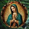 Wooden "Our Lady of Guadalupe" Wooden Sign, Classic Nuestra Señora De Guadalupe with Floral Pattern, 2D Flat Plaque Bar Garden, and Coffee House Decor