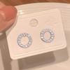 Simple Elegant Fashion Versatile Delicate Circle Stud Earrings Crystal Premium Feel Rhinestone Korean Daily Zircon Accessories