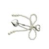 Fashion Heart Pearl Bowknot Charm Keychains Sweet Pendant Hanging Ornament Keyring Backpack Decoration for Women Girls