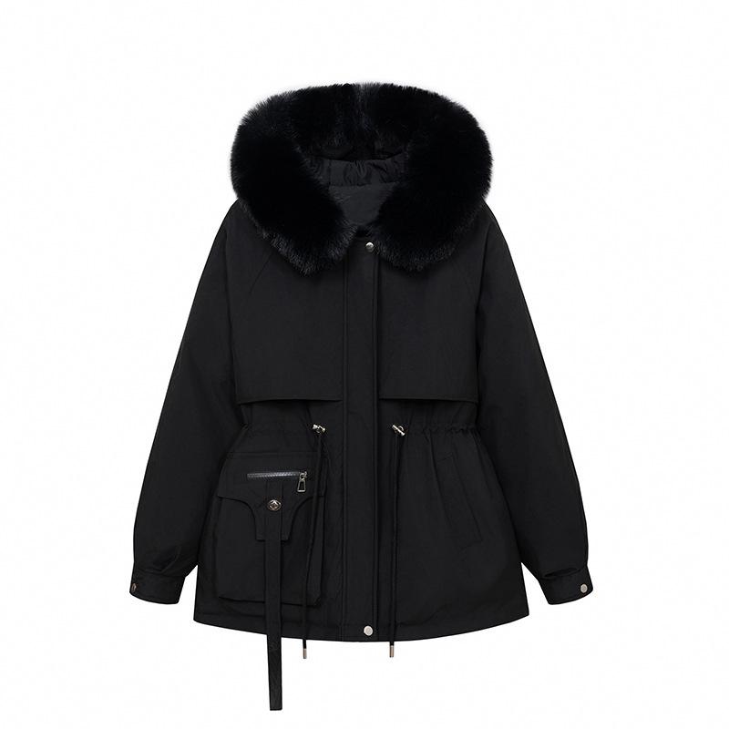 New cotton clothes women's short big fur collar pie to overcome the waist and look thin fashion casual jacket