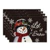 Красный Снеговик Let It Snow Зимние Подставки под Тарелки Набор из 4 штук, 12x18 Дюймов Сезонные Рождественские Праздничные Настольные Коврики для Вечеринки Кухни Обеденного Стола Декор
