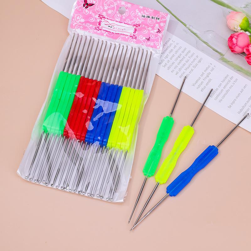 1Pc High Quality Plastic Handle Double Ended Crochet Hook Sweater Needle DIY Knitting Tool
