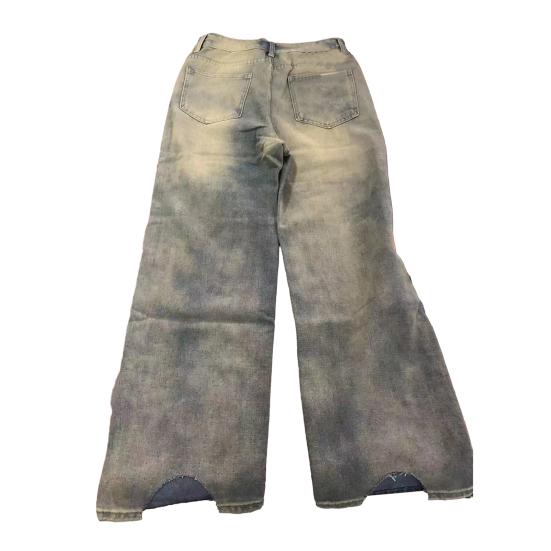 Мужские джинсы Градиент контрастного цвета Широкие штаны Свободные High Street Ретро Хип-хоп Прямые карманы полной длины с застежкой-молнией на пуговицах Мужские длинные джинсовые брюки