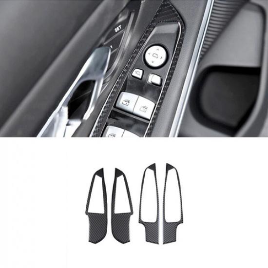Carbon Fiber Door Window Lift Switch Frame Cover Trim For BMW 3 Series G20 19-22