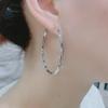 Trendy 2021 Diamond-Pattern Hoop Earrings: Smooth, Non-Fading, 925 Silver Needle, European-American Exaggerated Style