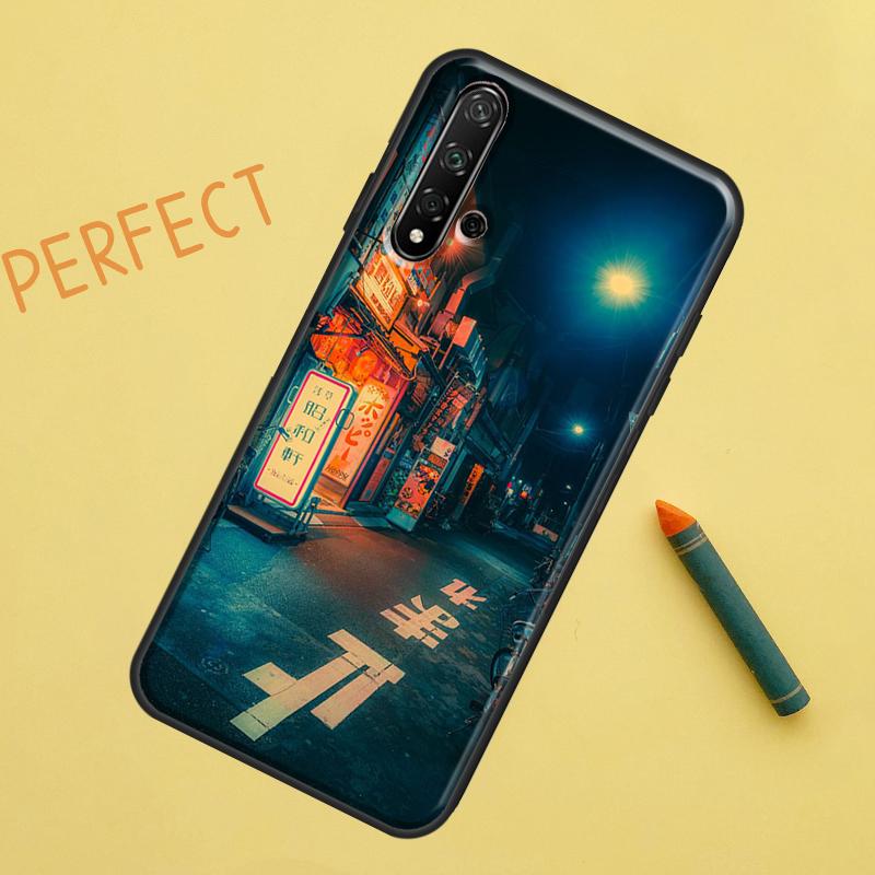 Japanese Night City Aesthetic Case For Huawei Nova 10 9 SE 5T Y90 Y70 Y60 Y61 Nova 3i 7i 8i 11i P20 P40 P30 Lite P60 Pro