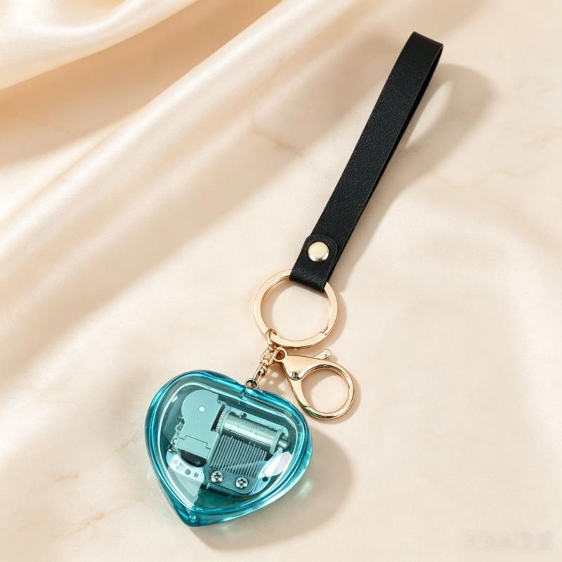 Mini Transparent Music Box Keychain Portable Melodic Decor Multiple Vibrant Colors Pendant for Key Ring Bag Valentine's Day Gift