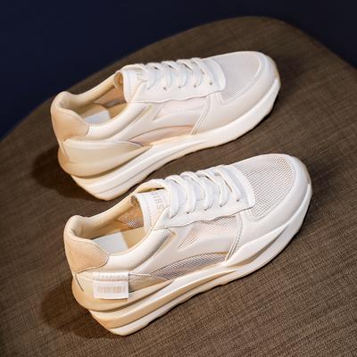 Летняя обувь женская новая весна и лето толстая подошва внутренняя высота увеличение белые туфли повседневная дышащая сетка транспортировка