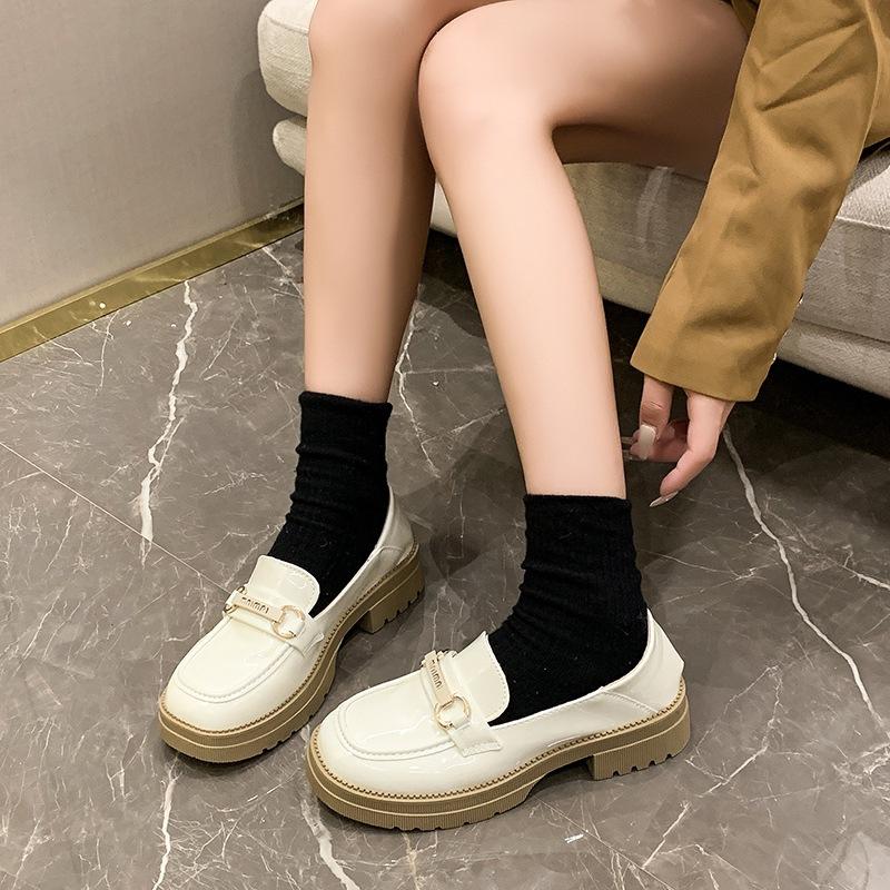 British style small leather shoes New spring and autumn with skirts Soft soles Student leisure