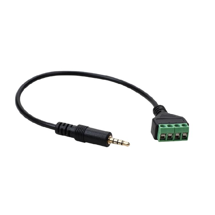 Gold Plateds 3.5mm TRRS Sound Balun Cable 4 Pin Screw Terminals Connectors 30cm Stereo to Mono Adapters