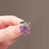 Purple Green Crystal Zircon Grape Brooch for Women Cute Fruit Brooch Suit Coat Lapel Pin Badge Clothing Jewelry Accessories