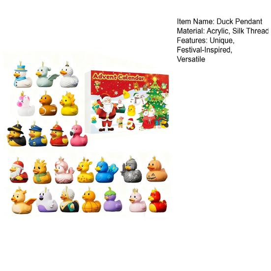 2025 Утиный Адвент-календарь 24 дня Акриловые украшения Рождественская коробка для обратного отсчета