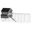 Wooden Chicken Coop with Run Nesting Box Asphalt Roof Pull-Out Tray for 4-6 Chickens 347x160x150 cm Dark Grey