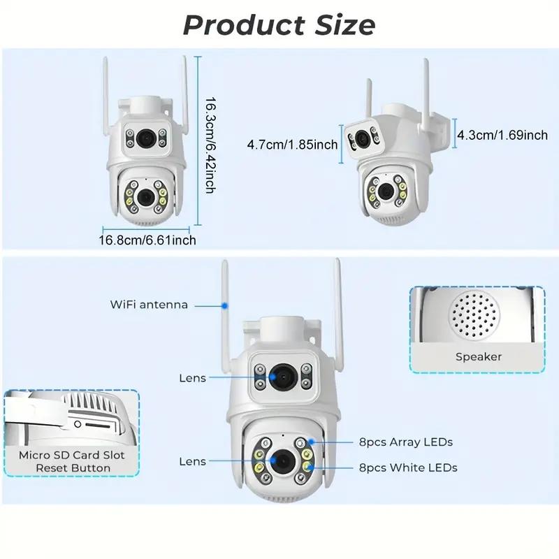 ICSEE 8MP 4K двойной объектив WIFI PTZ IP-камера безопасности двойной экран в реальном времени Ai автоматическое отслеживание обнаружения тела наружное водонепроницаемое видеонаблюдение CCTV
