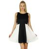 Women Black & White Shift Dress Stretchable Fabric Holiday Clothing