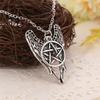 Supernatural Necklace Pentagram Pentacle Castiel Angel Wings Vintage Antique Silver Color Pendant Amulet Jewelry Men