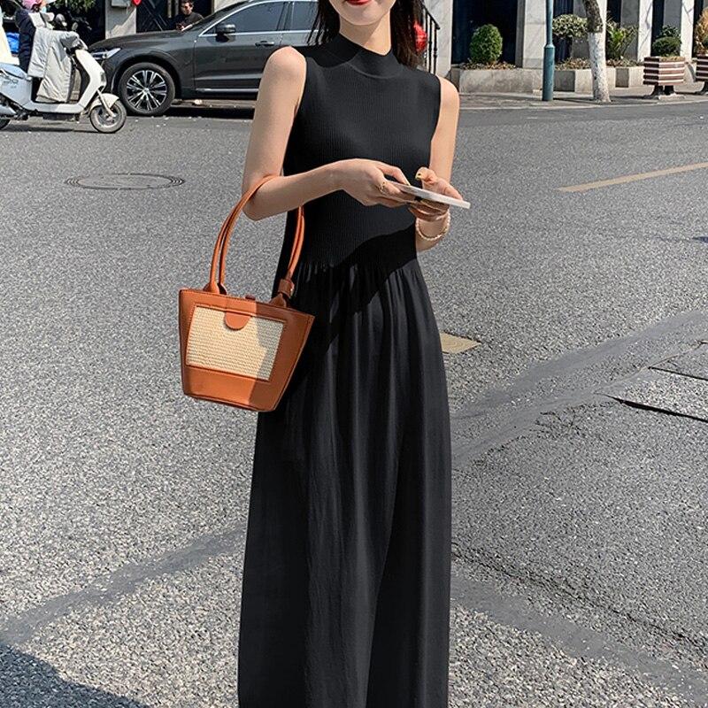 2023 Casual Sleeveless Long Dress Women Outfits Bodycon Dress  Elegant Party Dresses Women Apricot Black Summer Dress 26648