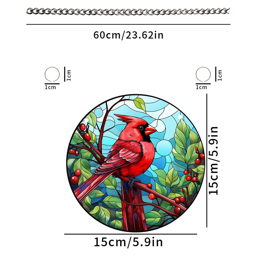 Витражная панель-ловец солнца с колибри, настенный/дверной подвесной декор, птицы, круглый, расписанный акрилом, подвеска для окна, украшение для дома/комнаты