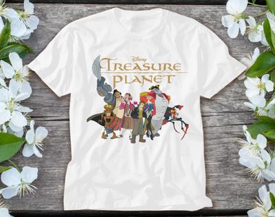 Летняя Новая Мужская Футболка с Рисунком из Мультфильма «Планета Сокровищ» Disney Для Повседневного Отдыха и Тематических Мероприятий Унисекс Хлопок Короткие Рукава