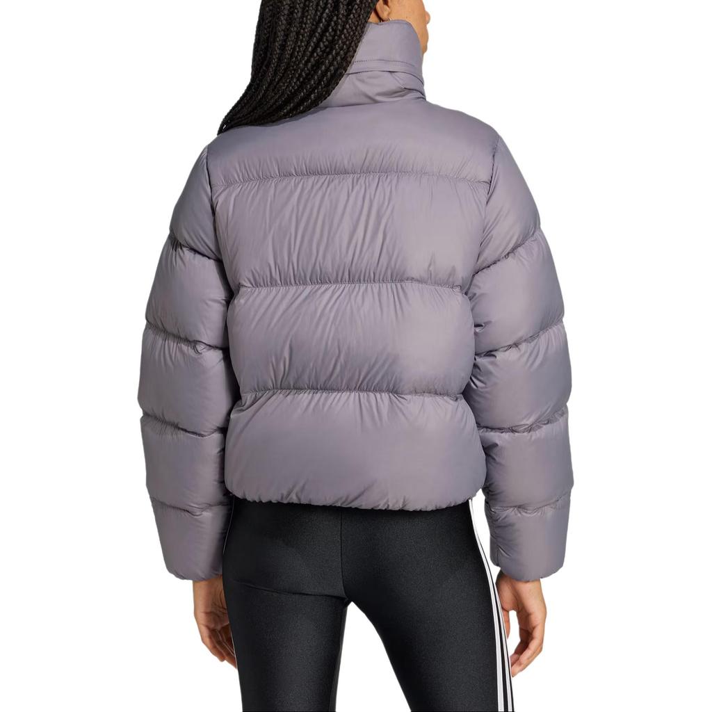 adidas Оригинальная теплая спортивная свободная куртка-пуховик Regendown Puffer Crop Zip с длинным рукавом, женские куртки Shadow-Grey IY2374