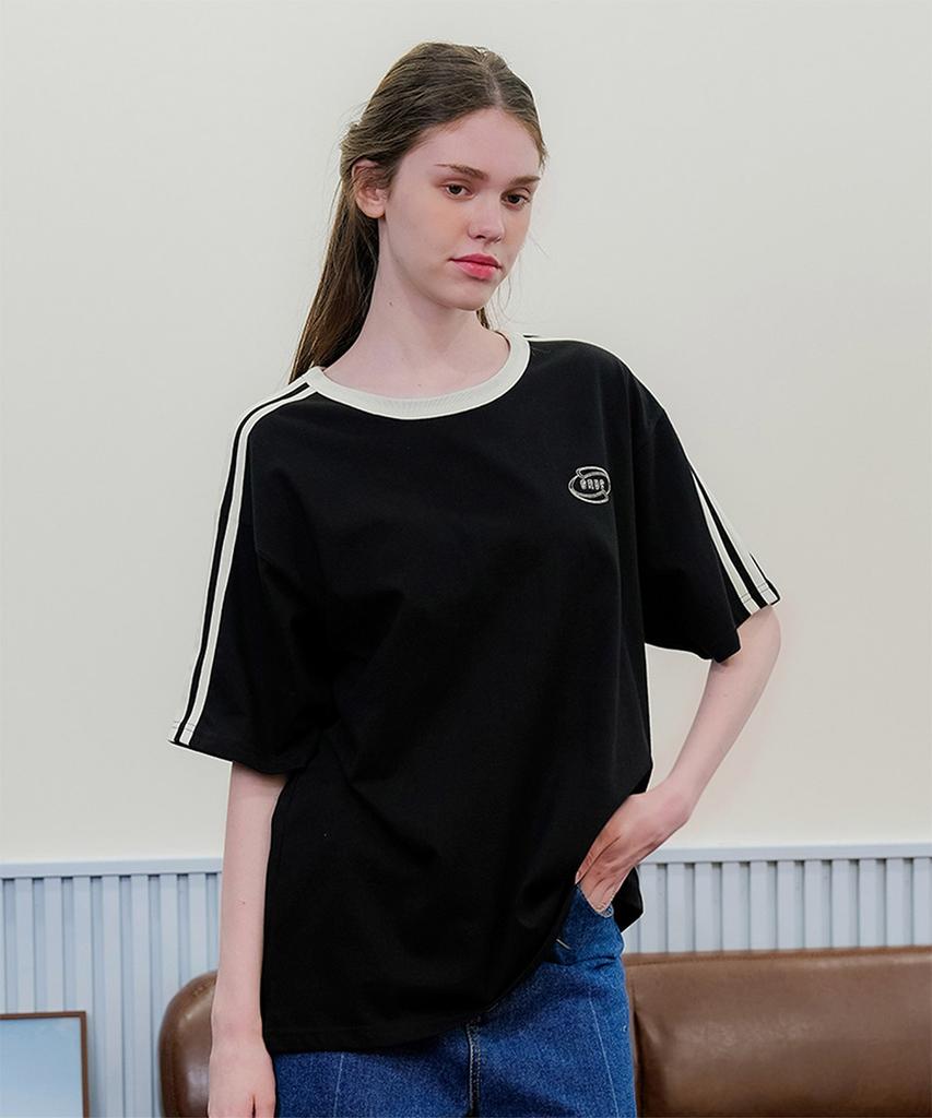 GHOST REPUBLIC Line Oversized Track Short Sleeve T-Shirt Gt-365_Black