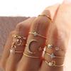 Bohemian Gold Chain Rings Set For Women Fashion Boho Coin Snake Moon Rings Party Trend Jewelry Gift