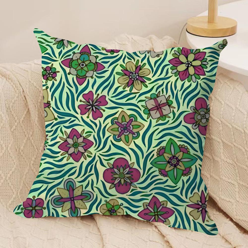HHilary LLeslie Art Flower Cushion Cover Short plush Doublesided Print Square Throw Pillow Covers Sofa Home Cushion Decor
