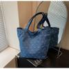 Spring and Summer New Casual Denim Bow Tote Bag, Student Commuting Versatile, Lightweight and Large-capacity Messenger Bag