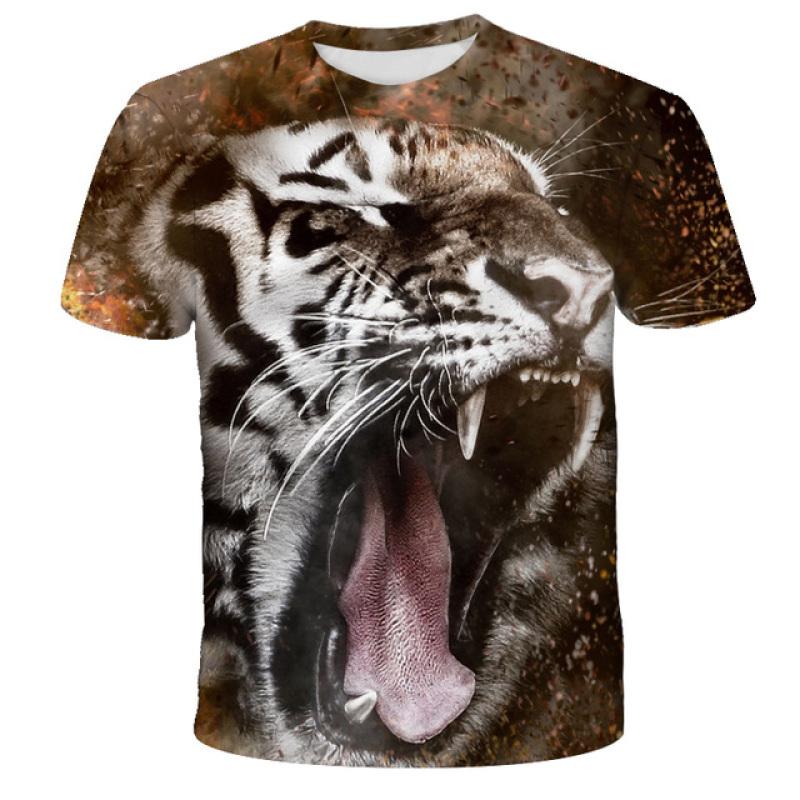 1-14 Years Children Short Sleeve T-Shirts Tiger Lion Animals Tshirt Baby Boys Girls Kids Summer Clothes Casual Oversized Tops