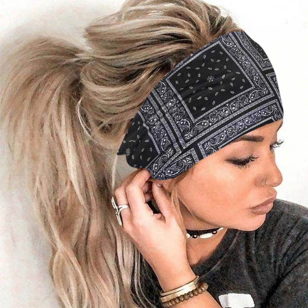 Женская повязка на голову с принтом, спортивная повязка для волос с широким краем, повязка на голову для йоги, мягкая повязка для волос, головной убор, повязка для волос