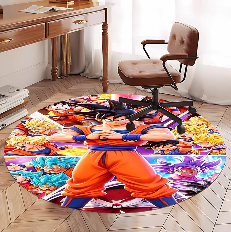 DRAGON BALL Pattern Round Rug, Indoor/Outdoor Mat, for Picnic, Gameroom, Bedroom, Office, Living Room, Home Decor Carpet, Birthday Gift