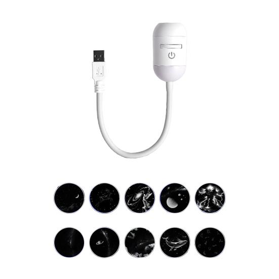 2-в-1 Проектор Звездного Неба Ночник с Пленками, USB Проектор Звездного Неба для Спальни, Мини Светодиодная Потолочная Настенная Проекционная Лампа с 360°