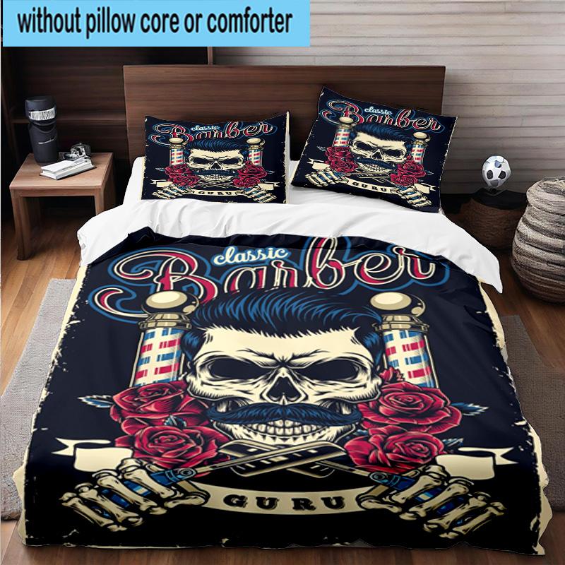 Barber Shop Pole Artwork 3pcs Bedding,Including 1pc Duvet Cover And 2pcs Pillowcases Perfect for Christmas,Ideal for Bedroom, Dormitory