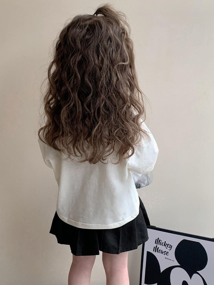 Девочки Весна & Осень Корейский Стиль Два в Одном Мультяшный Принт Лонгслив Футболка - Стильная & Повседневная