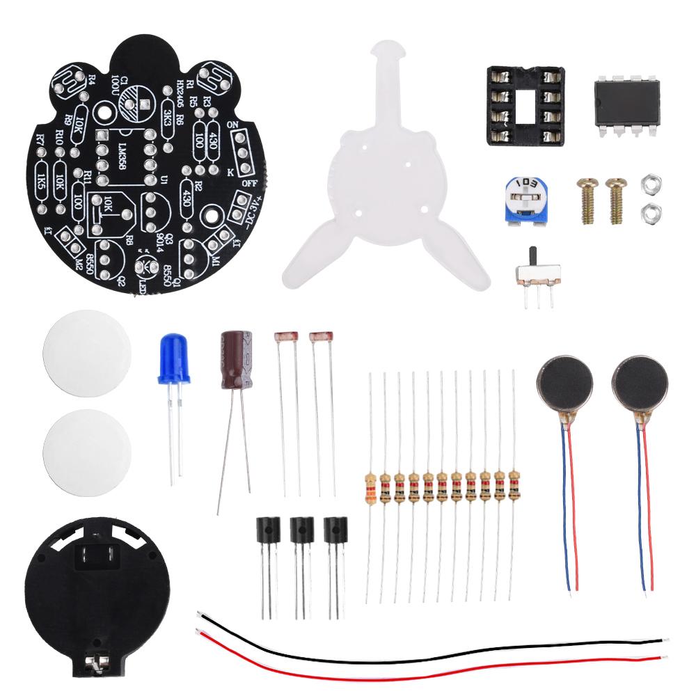 Photosensitive Mobile Robot Kit Firefly DIY Bulk Tail Breathing Light Fun Electronic Education Training LED Electronic Kit