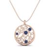 Blue Sapphire Leaf Filigree Pendant - 925 Sterling Silver